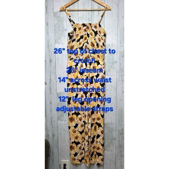 Maurice's Smocked Bodice Floral Sunflower Sunflowers Print Jumptsuit Romper Sz. - Picture 3 of 5